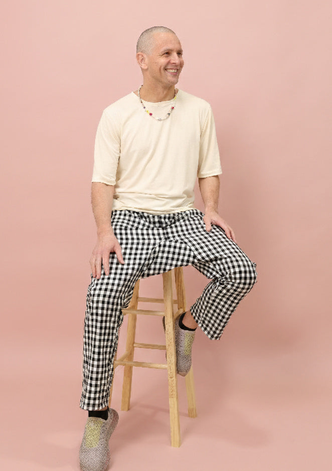 Gingham Check Organic Cotton Pants - Men's Trousers | Unbuttoned